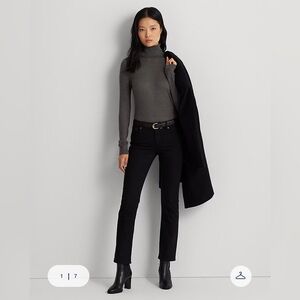 Lauren Ralph Lauren Women's Black Modern Straight Leg Mid Rise Jeans